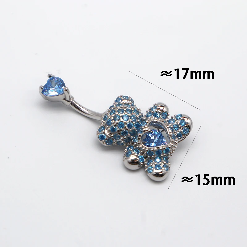 Miqiao umbigo anéis bonito urso 925 prata piercing umbigo nova chegada luxo rosa azul verde corpo jóias