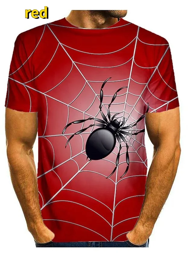 Novelty Horror Animal Spider 3D Printing T-shirt Fashion Casual Short Sleeve Funny Tee Tops