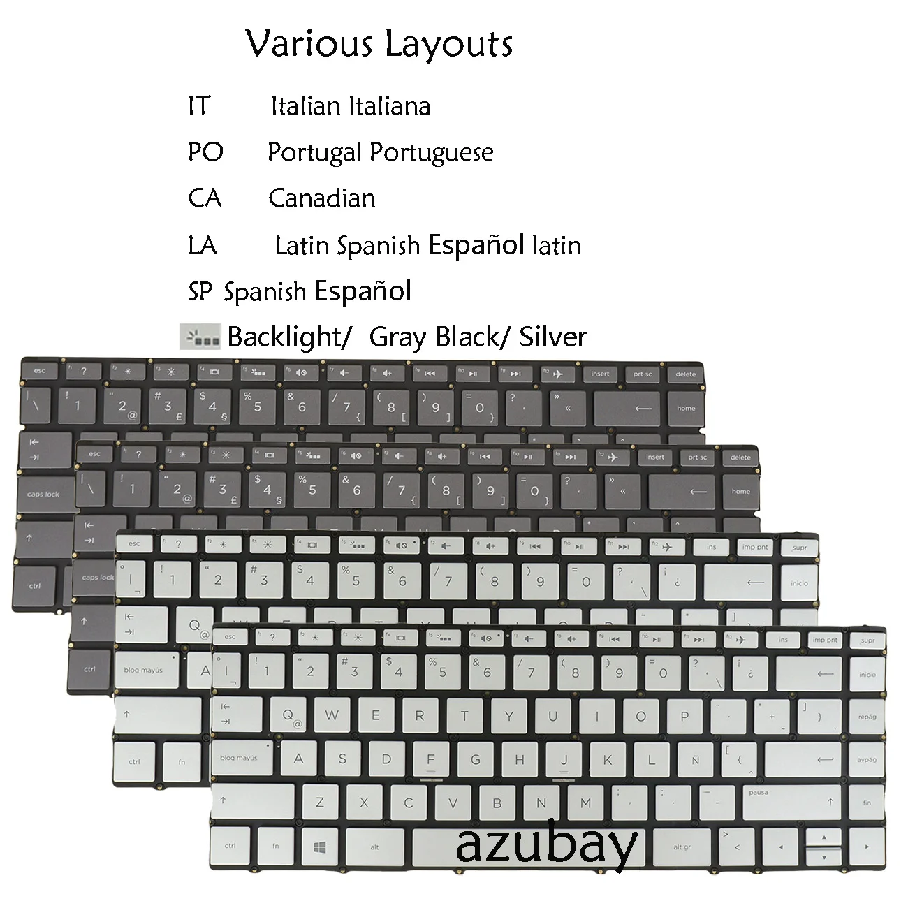 

Клавиатура с подсветкой для HP Spectre 13t-ac00 13t-w00 13-ae0 13t-ae0 ENVY 13-ad0 Русский Канадский Португальский Итальянский LA Латинский Испанский