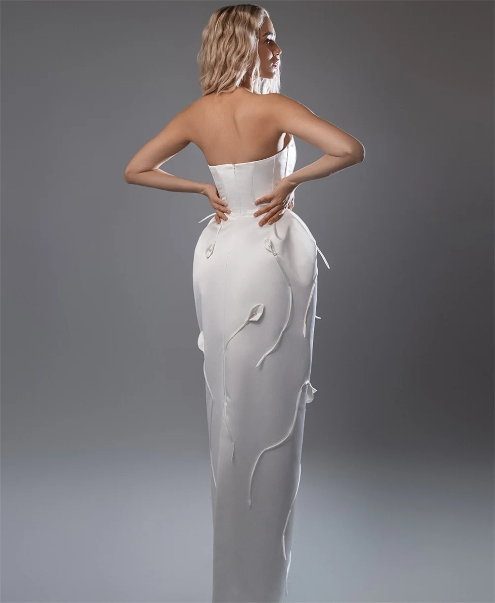 Tokyo Customized White Satin Strapless Neck Wedding Dress Sleeveless Back Zip Bridal Gowns Elegant Mermaid Wedding Gowns 2026