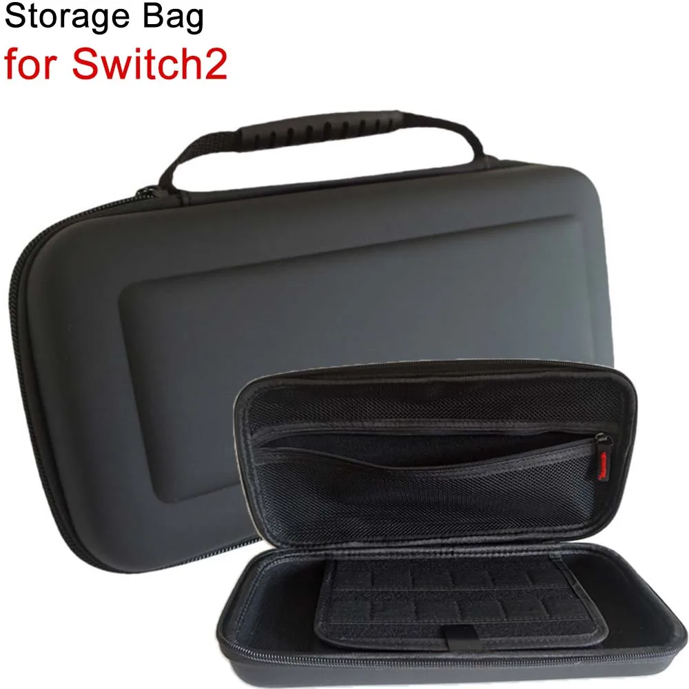 Black Storage Bag for Switch2 Games Console Carrying Case with Card Slot 30x14.5x6cm Travel Handbag Gaming Accessories