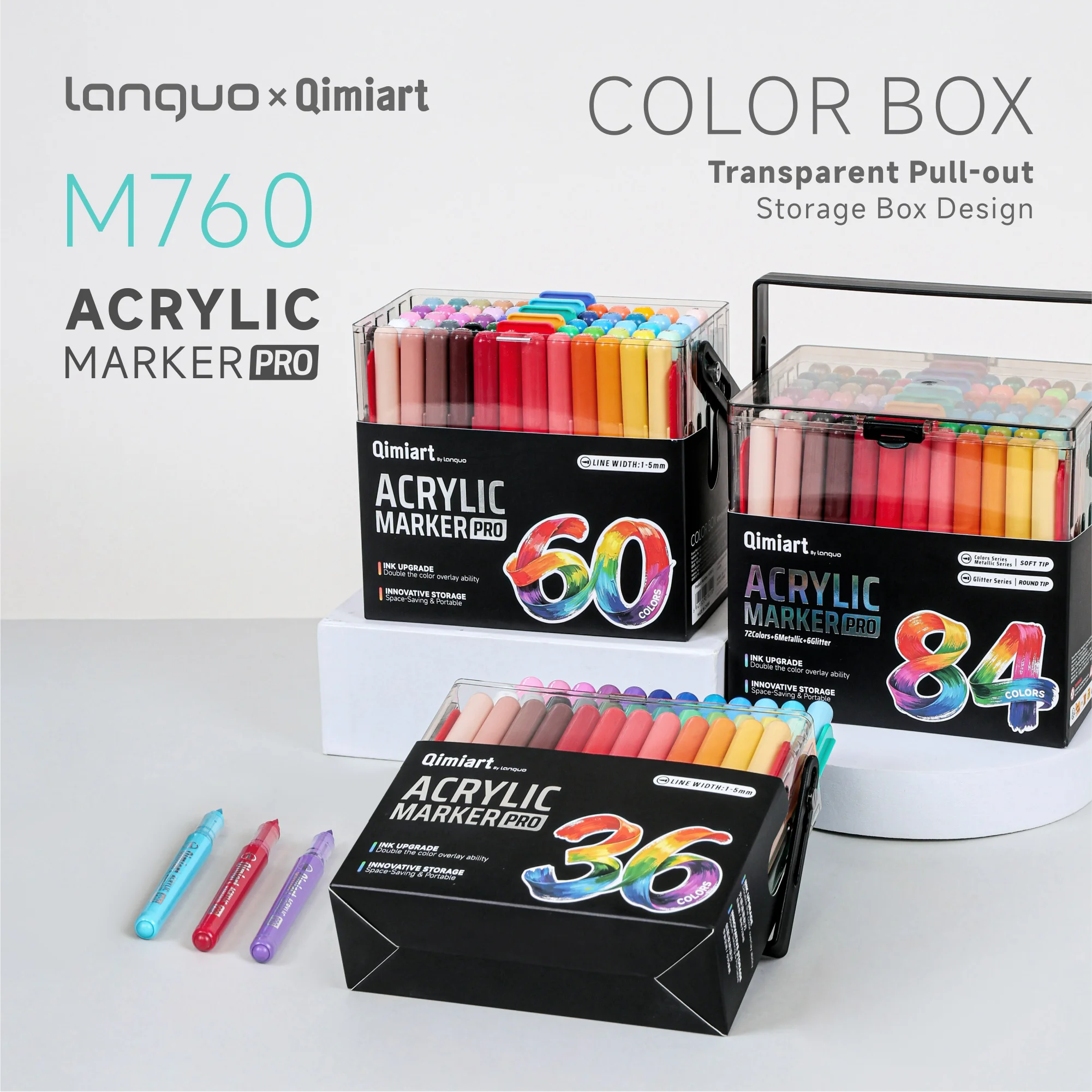 Languo 36/288 Colors Heavy Color Pro Direct Liquid Acrylic Markers Set Soft Tip Waterproof Pens Art School Supplies Stationery