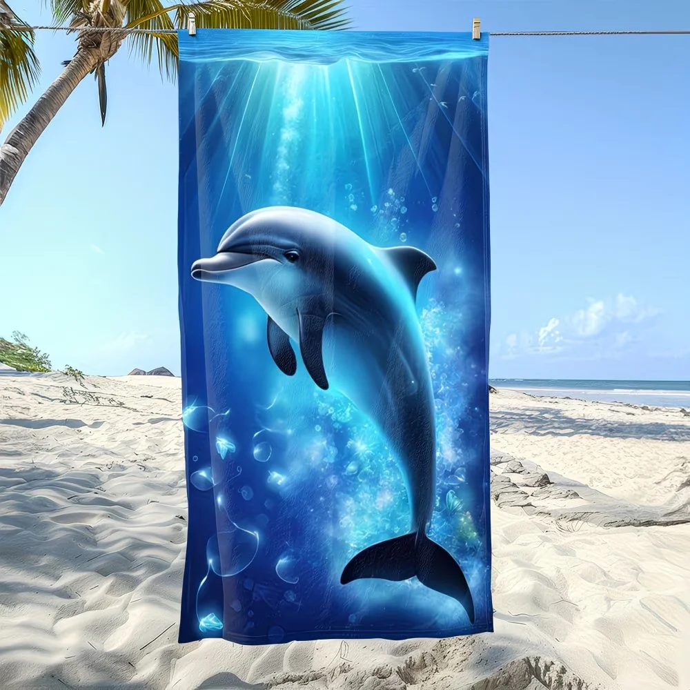 Ocean Dolphin Beach Towels Microfiber Lightweight Fast Dry Sport Bath Towel Animal Theme Blanket Summer Sunbathing Yoga Rug