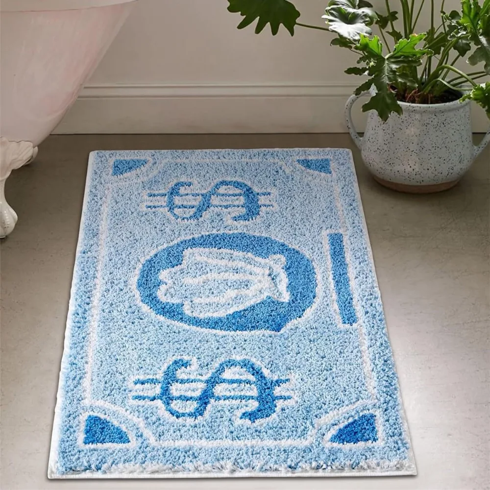 

Faux Cashmere Coin Pattern Rug Non-Slip 40 * 60cm Absorbent Carpet Stain Resistant Bathroom Rugs Bedroom Living Room Bedside Rug