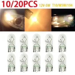 10 / 20Pcs T10 W5W 194 168 2825 Clear Interior Dome Signal Lamps Glass 12V 5W Halogen Lights Single Filament Car Clearance Bulbs