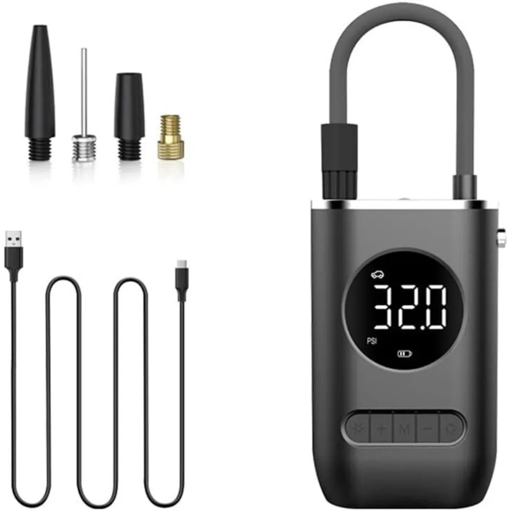 

Портативный воздушный компрессор для накачивания шин, портативный электрический насос 150PSI, беспроводной электрический шариковый насос, перезаряжаемый велосипедный воздушный насос