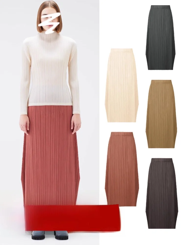 

High Waist Pure Color Straight Cut Midi Skirt Casual Summer Trendy Half-length Skirts A-Line Silhouette Elastic Waist