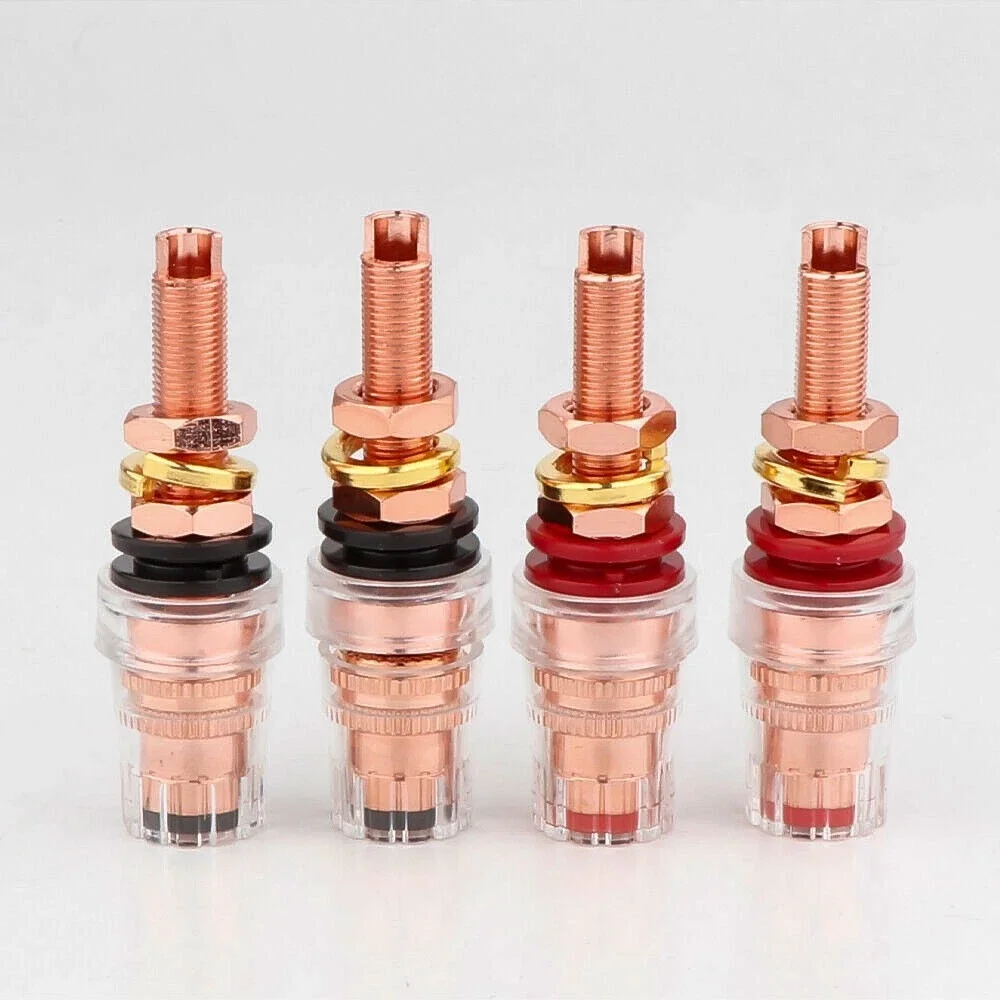 

4PCS Hi-End Pure Red Copper Plated Hifi audio Amplifier Speaker Banana Plug Female Terminal Binding Post Socket