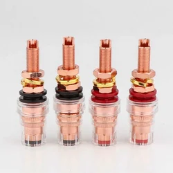 4PCS Hi-End Pure Red Copper Plated Hifi audio Amplifier Speaker Banana Plug Female Terminal Binding Post Socket