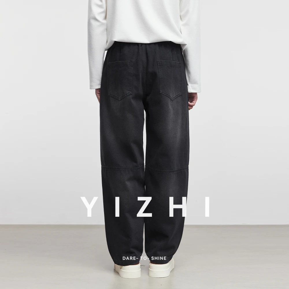 Fashion Men's Retro Washed Jeans 2025 Spring and Autumn New Elastic Waist Loose Straight Men's Casual Jeans