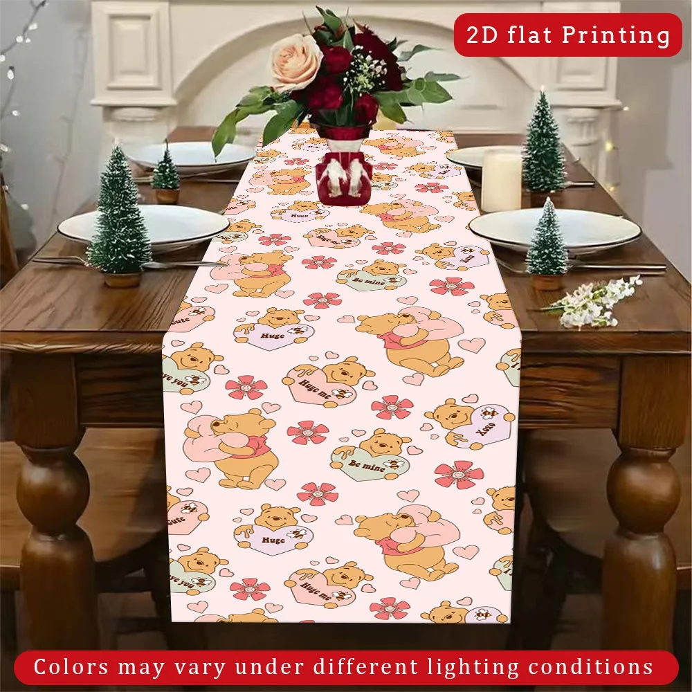 

1 Piece Disney Winnie the Pooh and Piglet Table Runner - Designed with a Pink Honey Pot and Eeyore, Suitable for Indoor/Outdoor Dining, Weddings, Parties