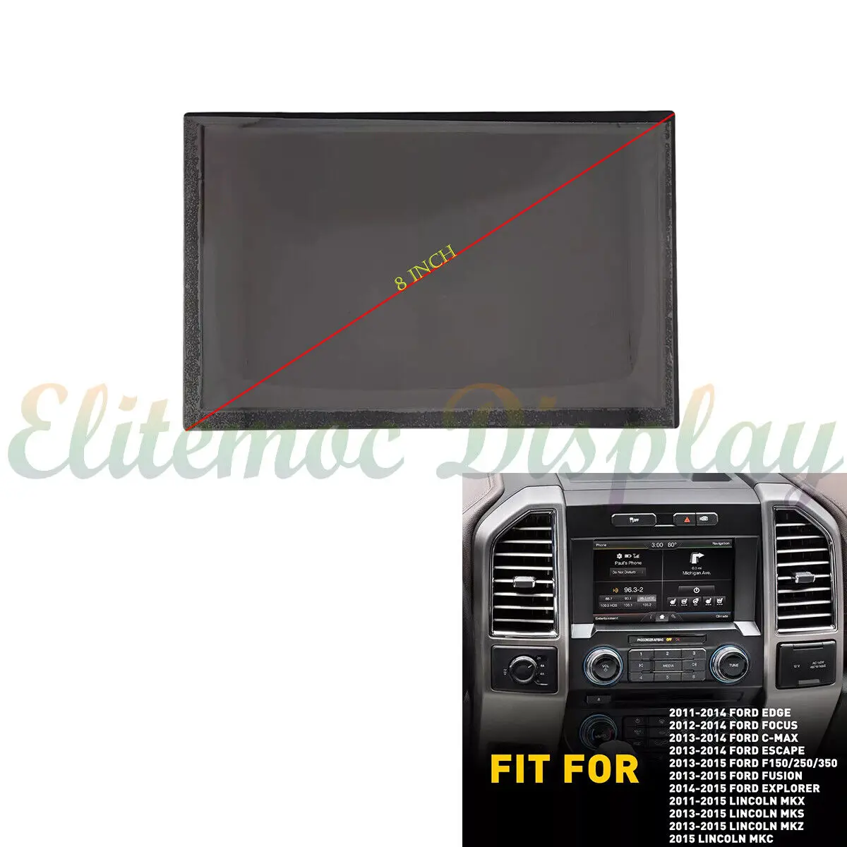 

8" LCD Display For 2011-2016 Ford Explorer Edge F-250 C-Max Mustang SYNC 2 Radio Screen Replacement