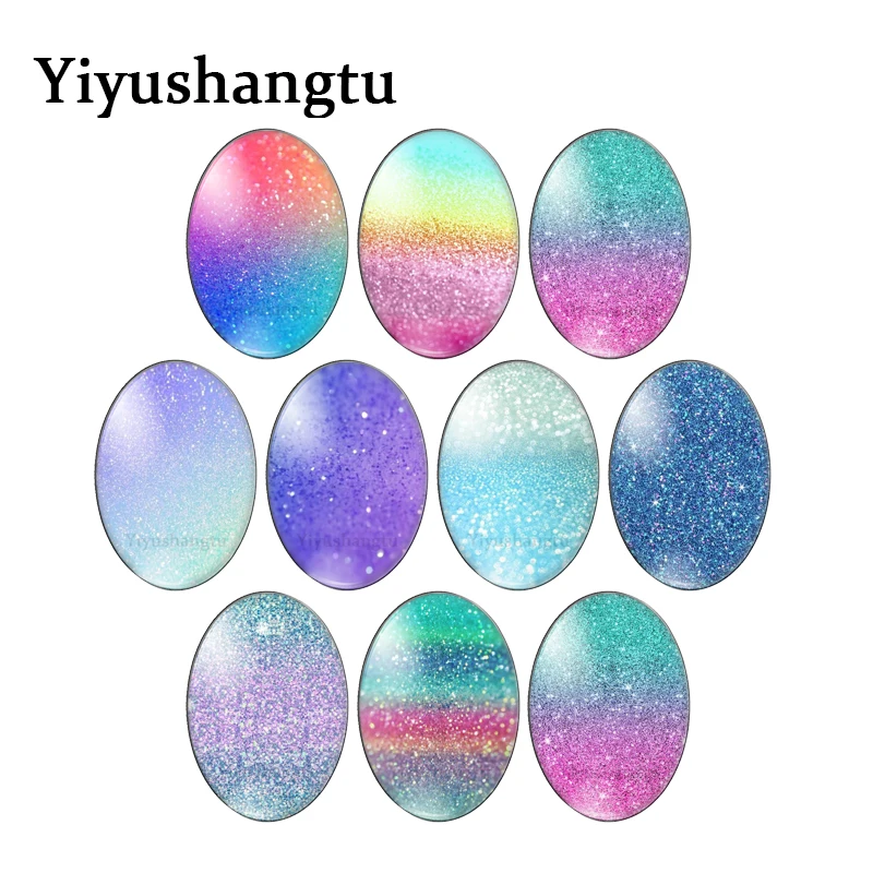 Beauty bling bling colourful images 10pcs mixed 13x18mm/18x25mm/30x40mm Oval photo glass cabochon flat back Making findings