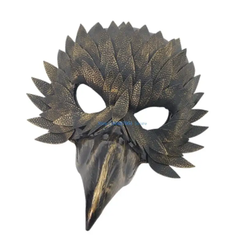 N7YF Máscara disfraz Máscara búho Pluma pico Máscara media Máscara mascaradas Disfraz Halloween Cosplay