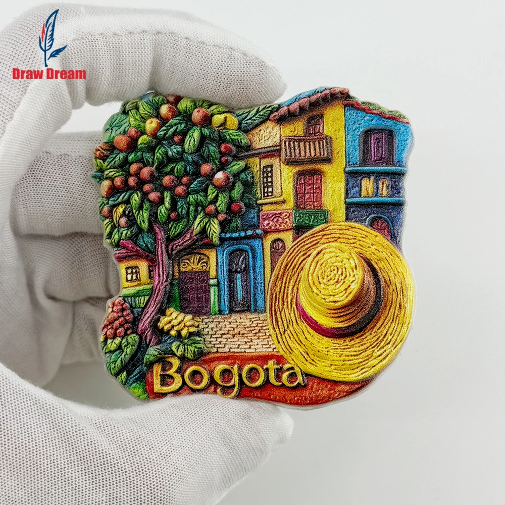 1Pc Colombia Bogota Colorful City Creative 3D Refrigerator Magnet World Travel Souvenir Collection Suitable for Home and Office Decoration, Personalized Exclusive Travel Souvenir Magnetic Refrigerator Magnet, Home Decoration, Kitchen, Room, Office, Cabinet Crafts, Gifts, Holiday Souvenirs, Exquisite Small Gifts