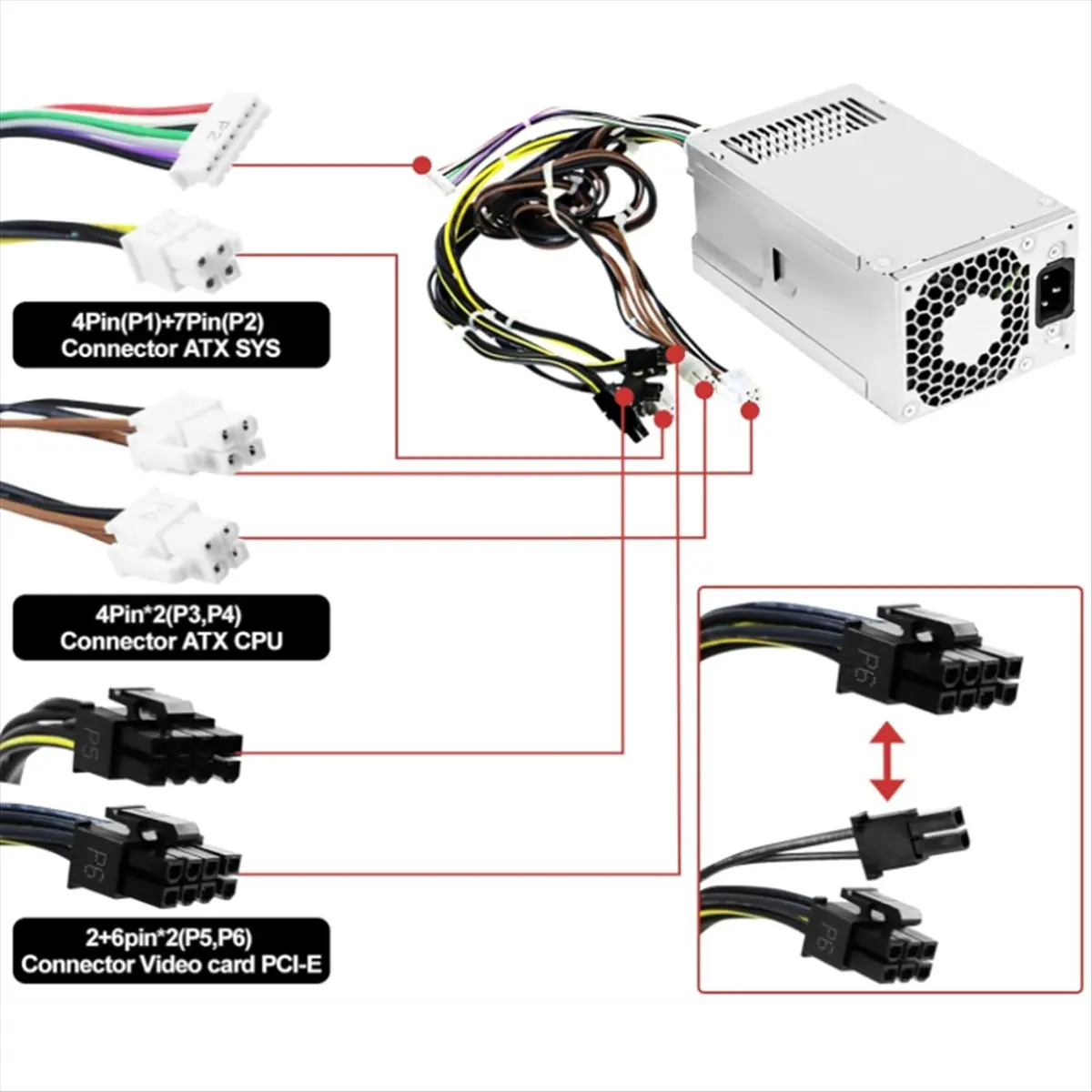 AAAE Power Supply for 800 G4 G5 G6 550W Power Supply Replaceable L75200-001 L75200-004 L77487-001 Pa-5551-1HA