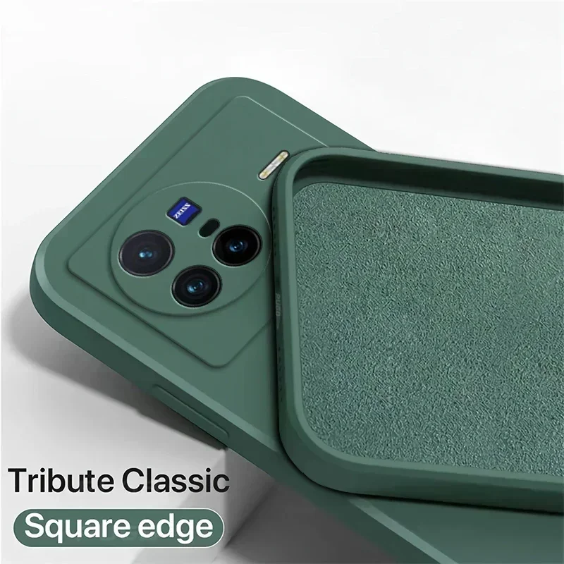 Оригинальный квадратный жидкий силиконовый чехол для VIVO X70 X80 Pro Plus 360, защитный чехол для телефона X70t X70Pro X80Pro, противоударный чехол