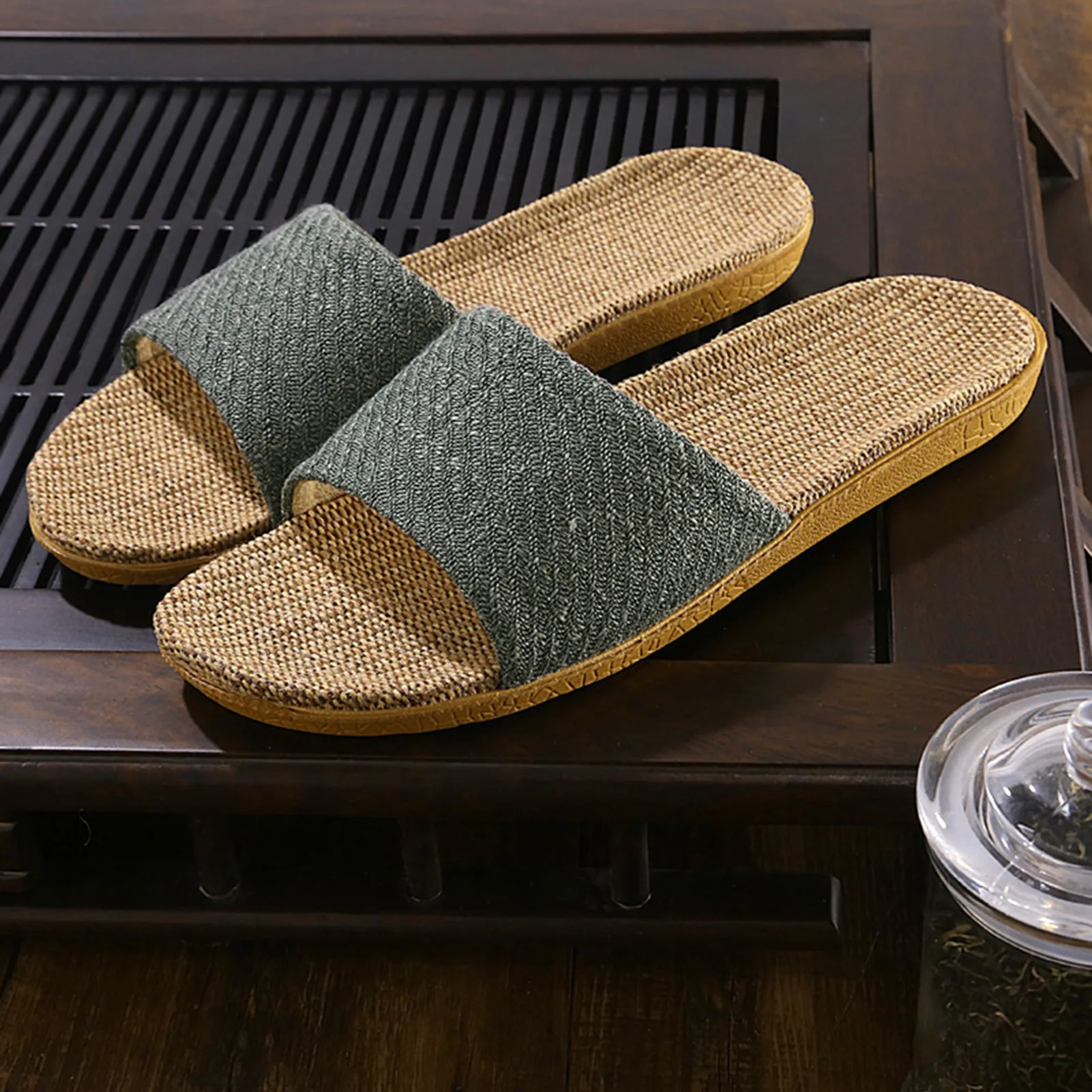 Couples Flax  Slippers Home Wooden Floor Grass Rattan Slipper Fashion Unisex Linen Shoes