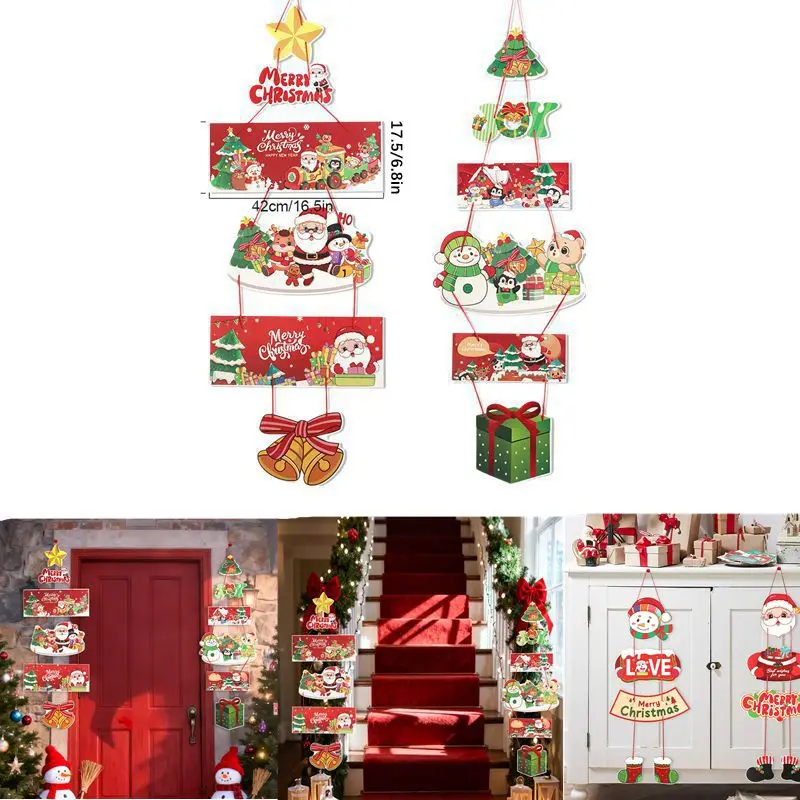 

2Pcs/set Christmas Decoration Merry Christmas Banner Christmas Porch Door Sign Welcome Banner Wall Home Party Decor 2025 Navidad