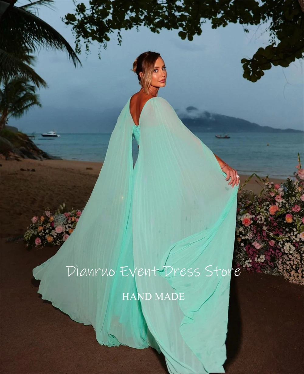 Dianruo Mint Green Cut Out Evening Dress A Line Chiffon Dresses For Women Asymmetric Ruched Vintage Prom Gowns 2025 Customized