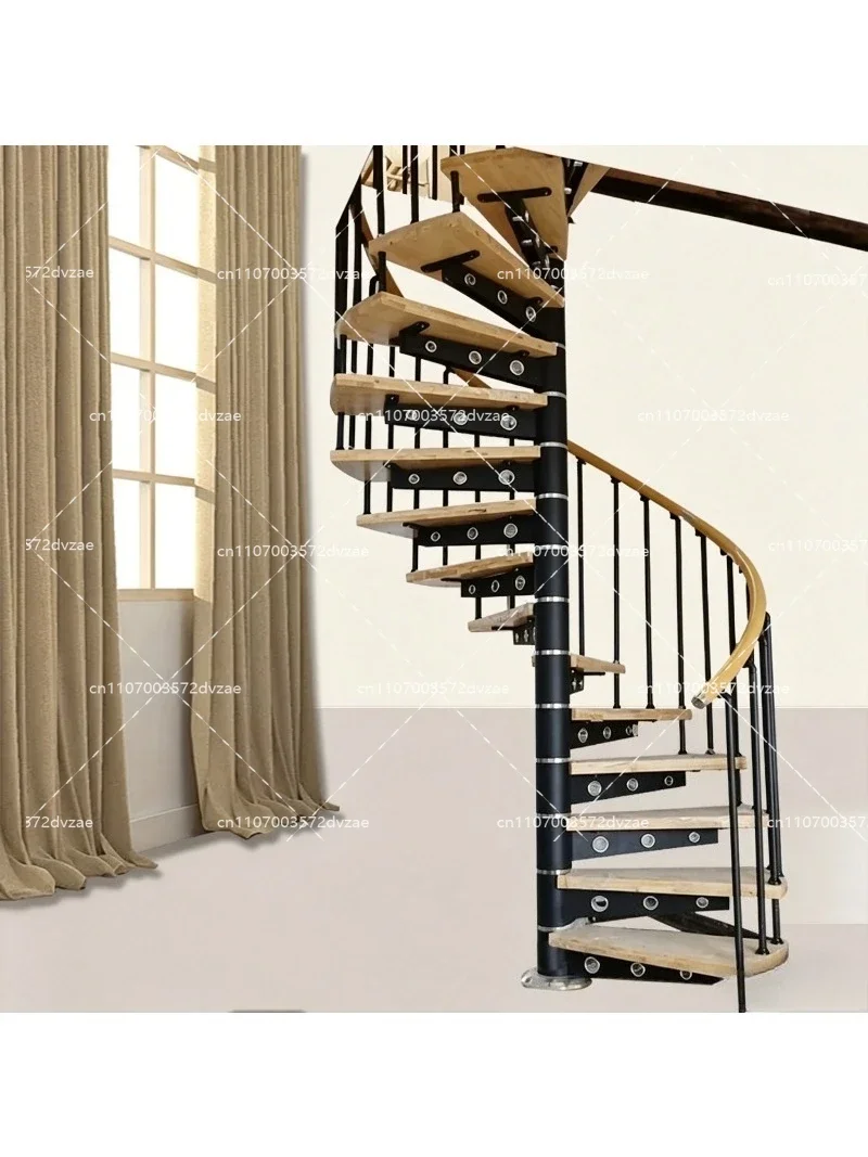 Custom round Wrought Iron Indoor Spiral Staircase for Small Apartments Lofts Duplexes - Household Column Handrail