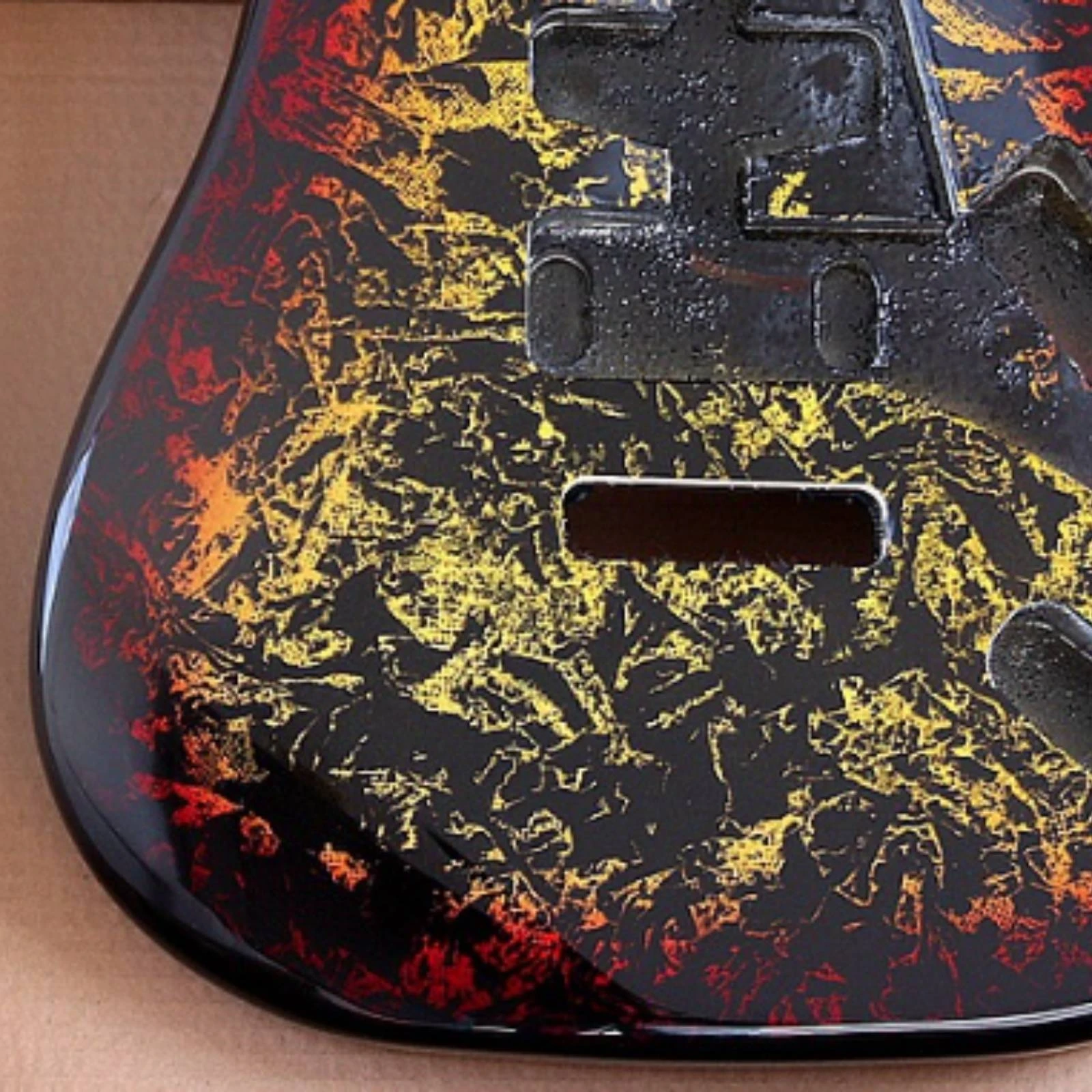 Electric Guitar Body Cracked-Ice Finish Unfinished Guitar Body Musical Instrument Part Routed Cavities Tremolo Rout