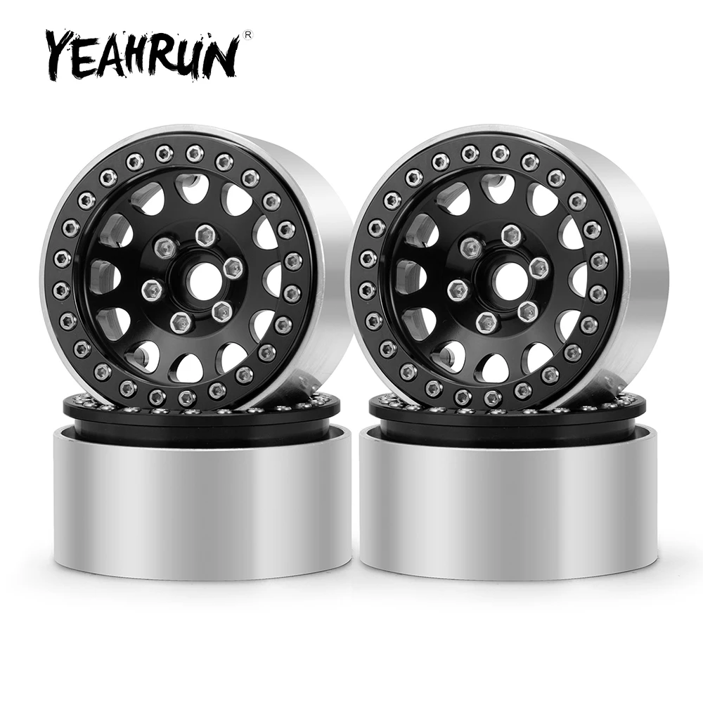 AXSPEED 4Pcs Metal Alloy 1.9 inch Beadlock Wheel Rims Hubs 30mm for Axial SCX10 TRX-4 1/10 RC Crawler Car Model Upgrade Parts