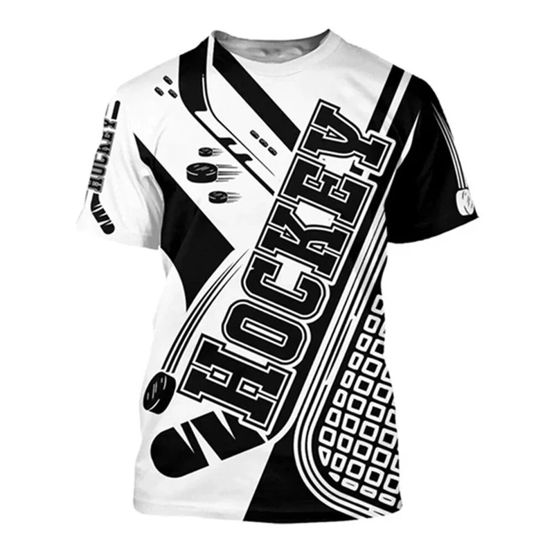 New Men's O-neck T-shirt Casual Short Sleeve Plus Size T-shirt Fashion Top Trend Men's Fierce Hockey Sports 3D Print Summer Tees