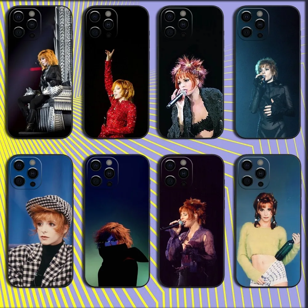 Music GIRL Mylene F-Farmer Phone Case For iPhone 16,15,14,13,12,11,Pro,X,XS,Max,XR,Plus,Mini Soft Black Cover