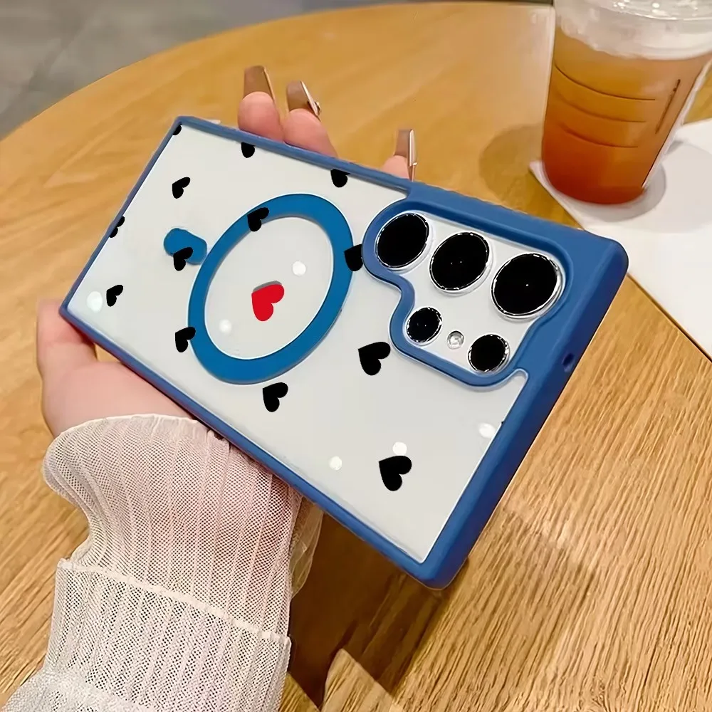 Mini Heart Pattern Magnetic Phone Case For Samsung Galaxy S26 S25 S24 S23 S22 Ultra Plus FE Color Border Wireless Charging Cover - view 5