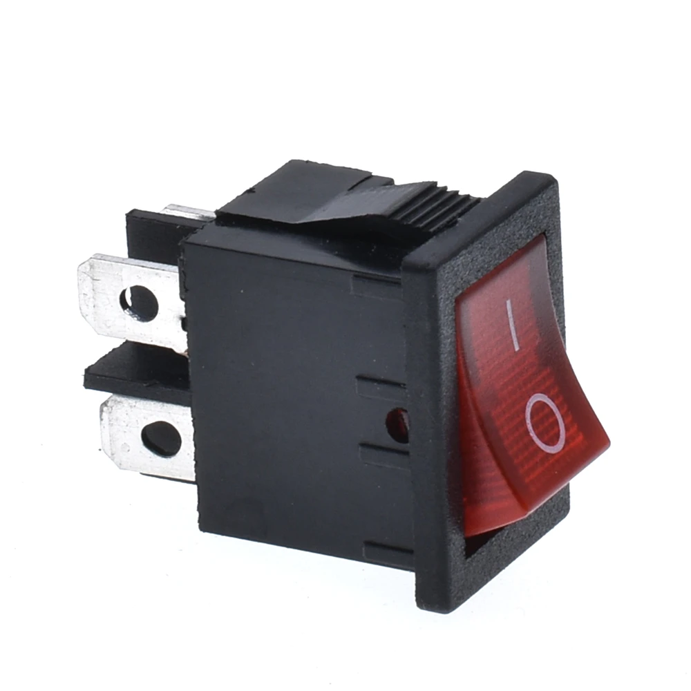 10pcs/lot KCD1-201N perforate 19x13mm 4pin ON-OFF boat rocker switch power switch with 220V light KCD1 21*15 high quality UL VDE