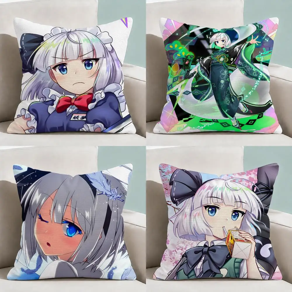 Gaming Touhou Youmu Konpaku Cushion Cover Throw Pillow Soft Short Plush Cozy Durable Colorfast For Sofa Bedroom Home Decor Gift