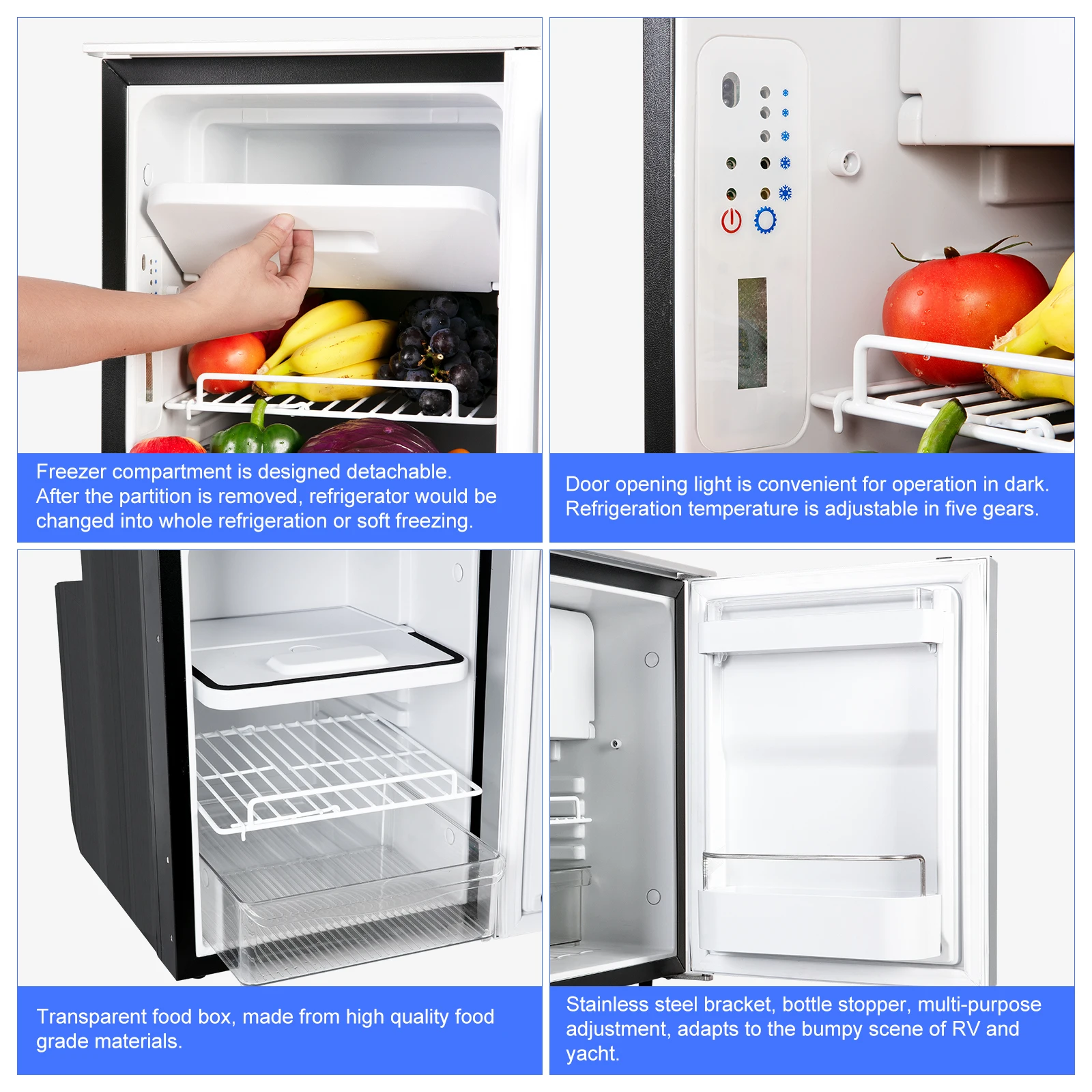Portable 12V 24V Compressor Car Fridges Truck Refrigerator Fridge Camping Cooler Box Mini Deep Freezer for Car Home and Office