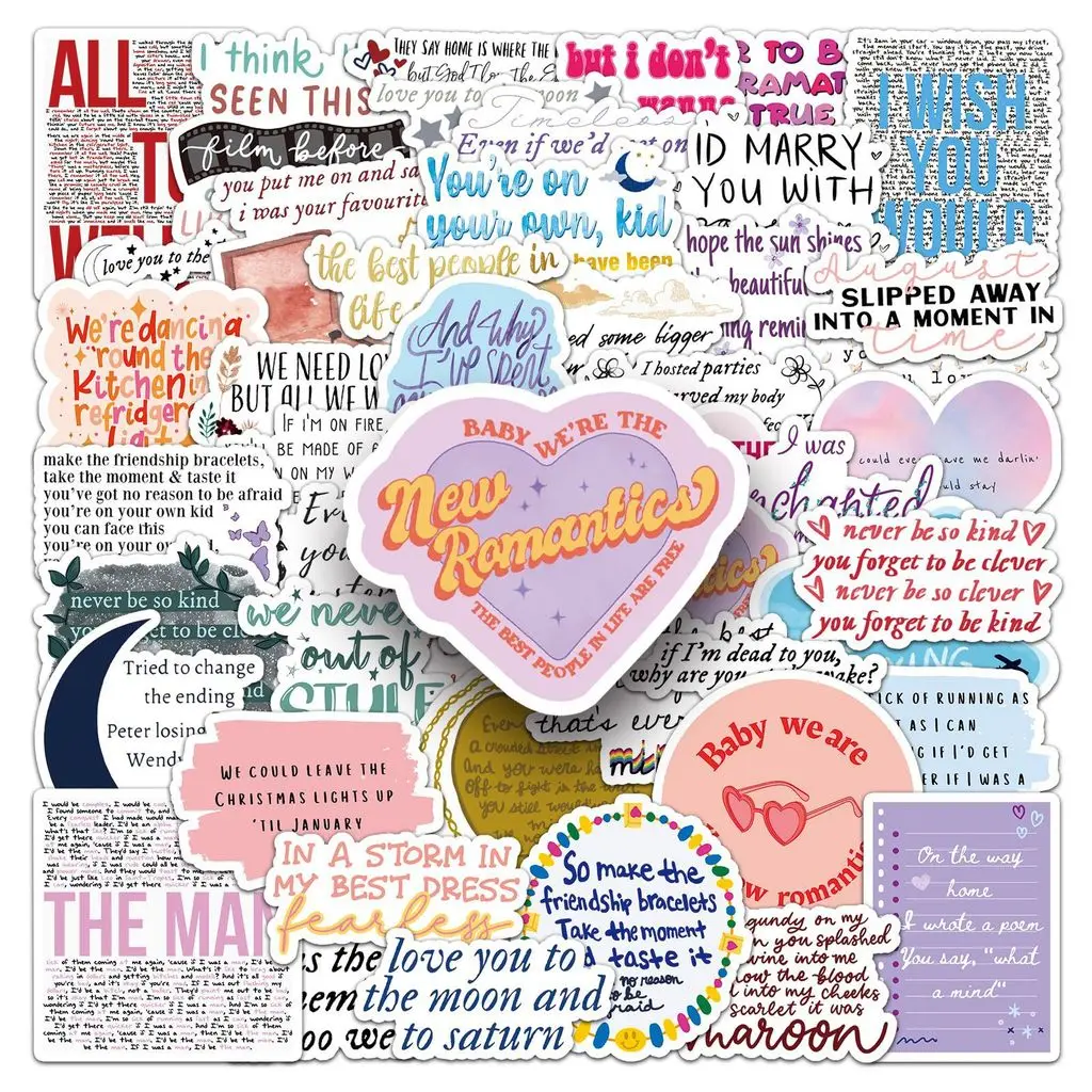 50Pcs Taylor Lyrics Stickers Waterproof Music Star Merch for Phone Case Laptop Journal Papery Pop Store
