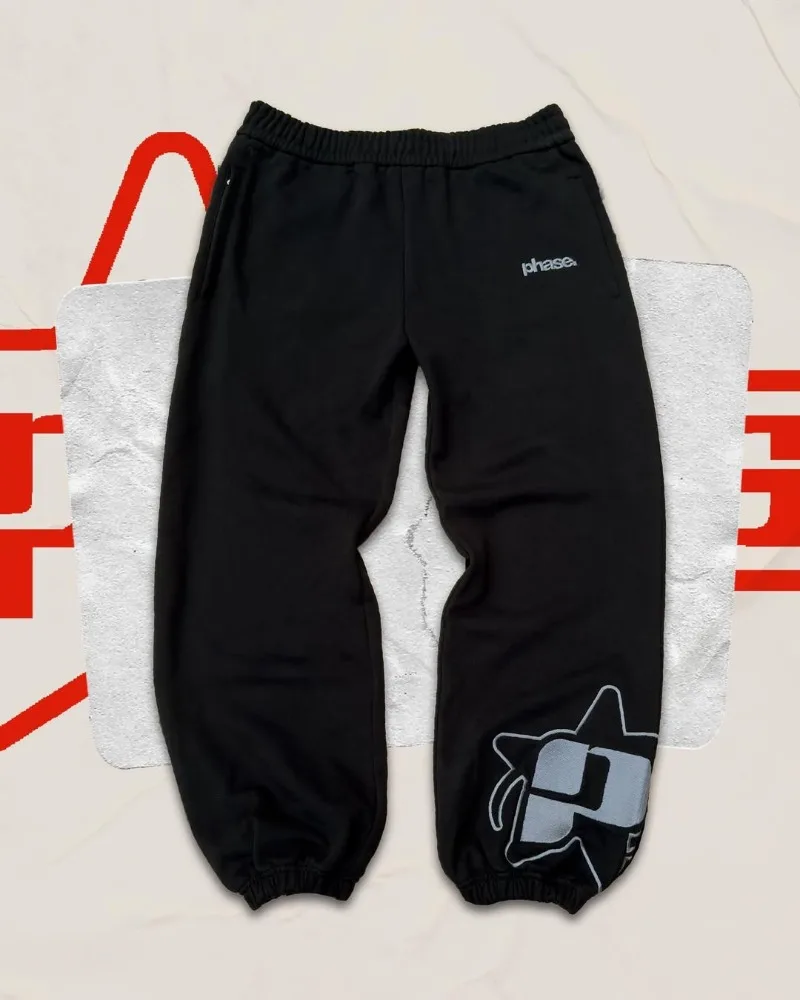 

Retro Harajuku loose casual pants new Gothic print pattern sport pants High street hip-hop punk style trendy men wide-leg pants