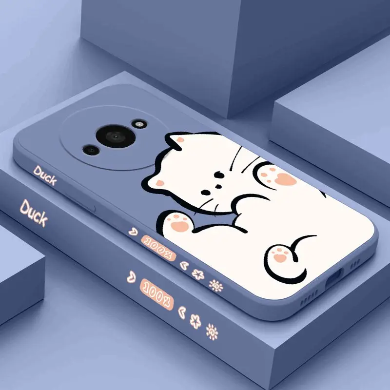 A3 White Cloud Cat New Silicone Phone Case For Xiaomi Redmi A3 Thin shatterproof Camera Protection Redmi A3 Soft Back Cover