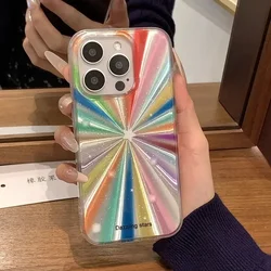 Luxury Colorful Laser Rainbow Laser Phone Case For iPhone 15 14 13 12 11 Pro MAX Stars Glitter Bumper Back Hard Cover