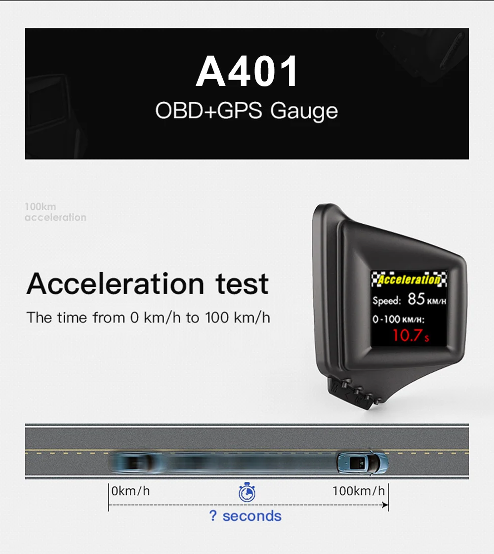 Car Hub  Head Up Speedometer Display Hud Gps Obd Computer Diagnostic Car Tool Clear Fault Code Function A401