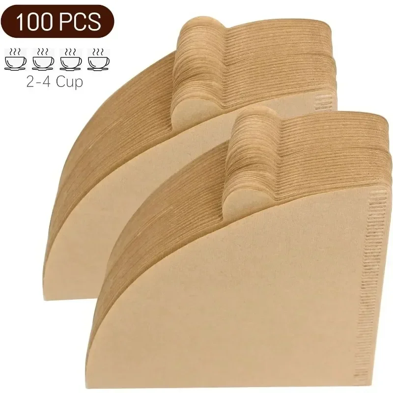 100Pcs Disposable Coffee Filter,02 Cone Natural Unbleached Coffee Filter Paper,V-shaped Coffee Brewer for Pour Over Dripper