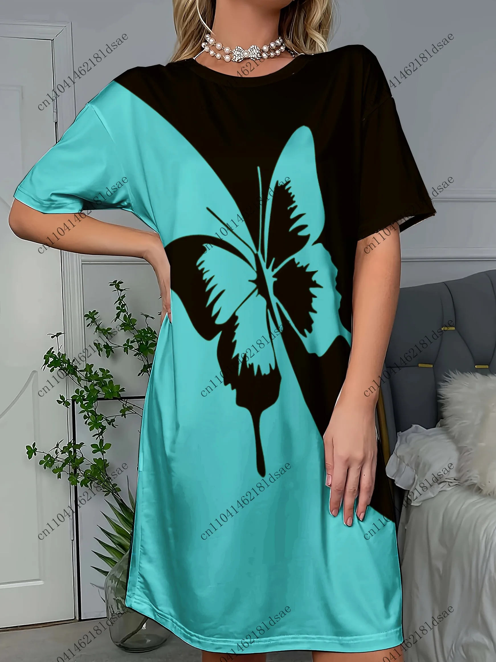 

3D printing Nightgown Women Nightdress Short Sleeve Cartoon Nightgowns Sweet Casual Sleepwear Pijamas Sleepdress polyester