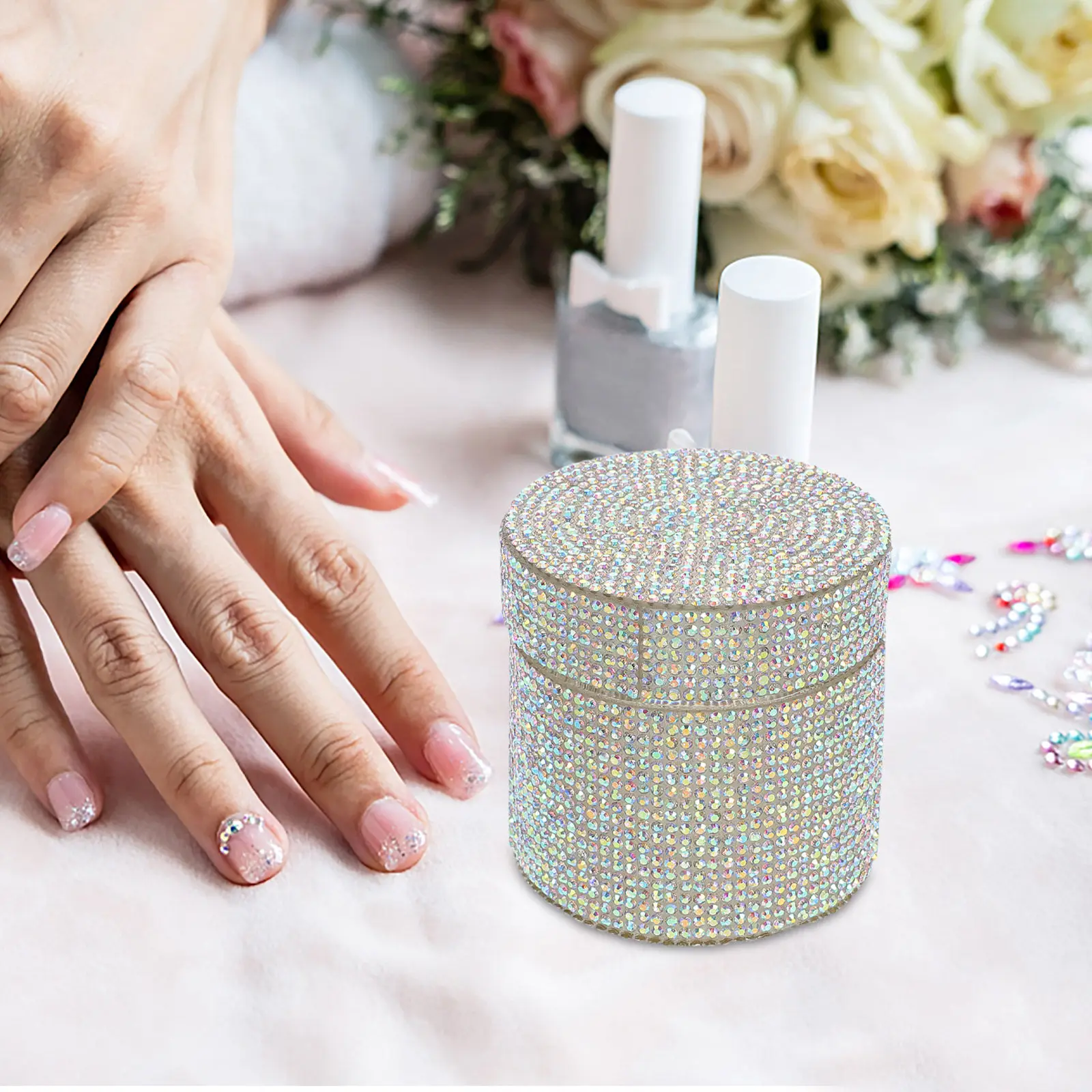 

Стакан для хранения кистей для маникюра с кристаллами и стразами, большой емкости, многофункциональный, для хранения аксессуаров для ногтей