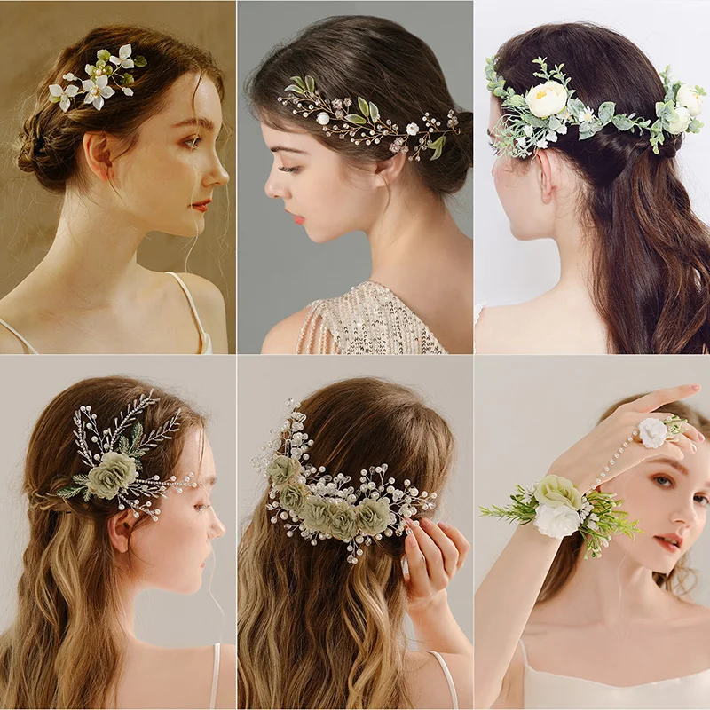 Latest Green Headpiece Hair Accessories Fashion Handmade Blossom Headpiece Ladies New Hair Jewelry For Wedding