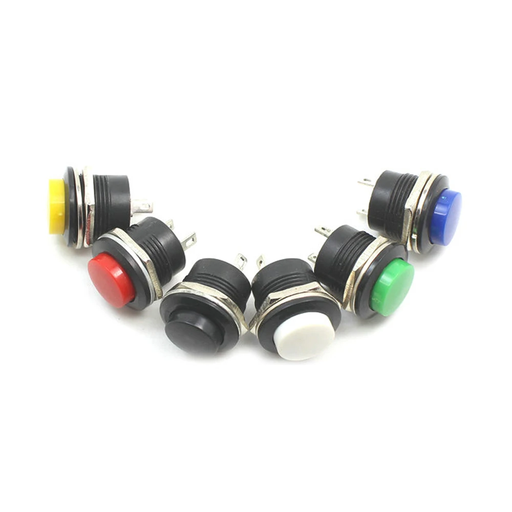 

ABILKEEN Plastic Round 16MM Mini Push Button Switch Momentary Type with 2-Pin Terminal Colorful Selectable