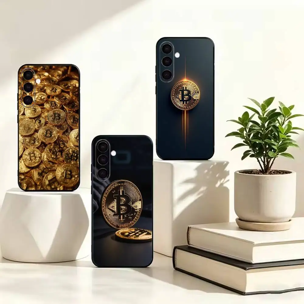 B-Bitcoin  Black Soft Silicone Phone Case for Samsung A73 A72 A53 A52 A32 A31 A22 A21 A20