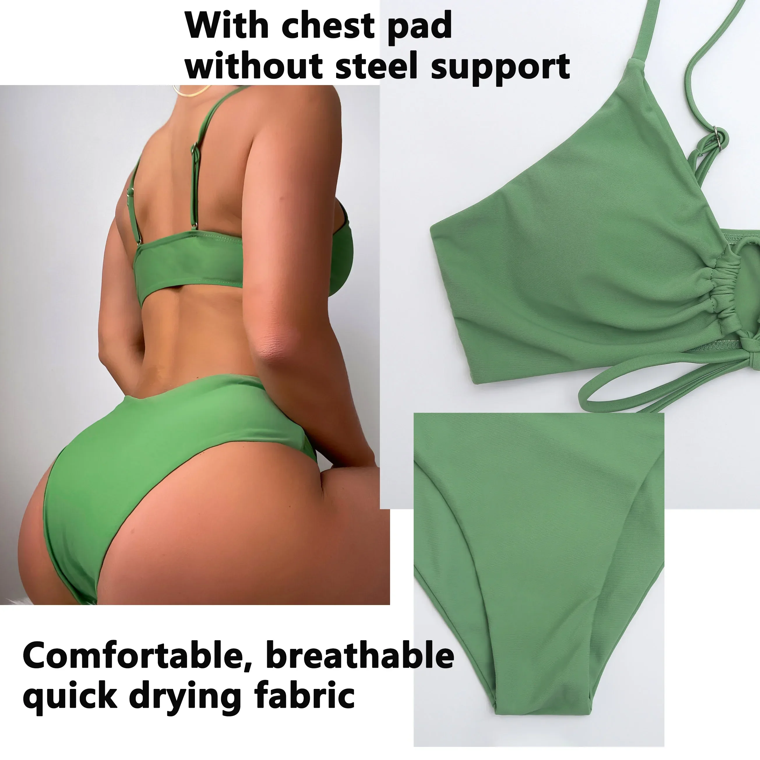 ชุดว่ายน้ำบิกินี่สุดเซ็กซี่แบบสามเหลี่ยมสำหรับผู้หญิงชุดว่ายน้ำ Baju renang pisah ชายหาดแฟชั่นแบบผูกเชือกชุดว่ายน้ำสำหรับใส่ไปทะเล