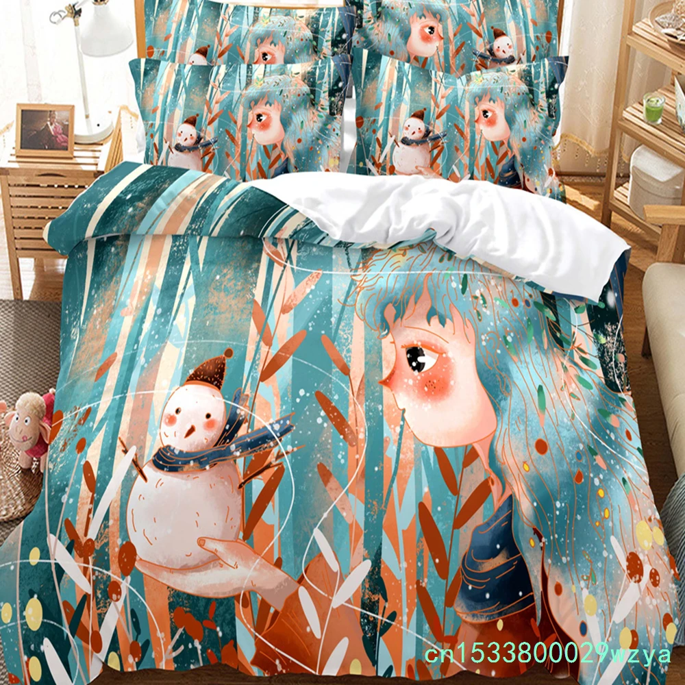 Cartoon Bedding 3-piece Digital Printing Cartoon Plain Weave Craft For North America And Europe  Bedding Set Queen