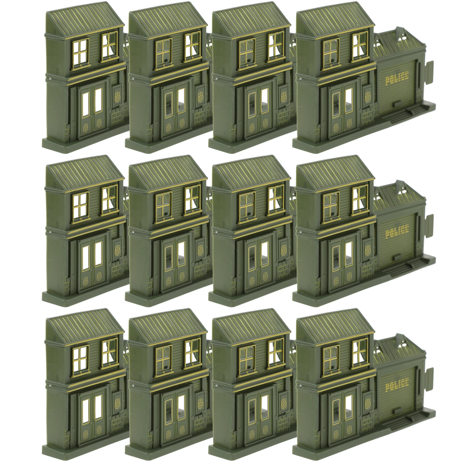 

12 Pcs Decorations Simulated Sand Table Building Police Station Model Household Mini Plastic Decorative Models Green Child