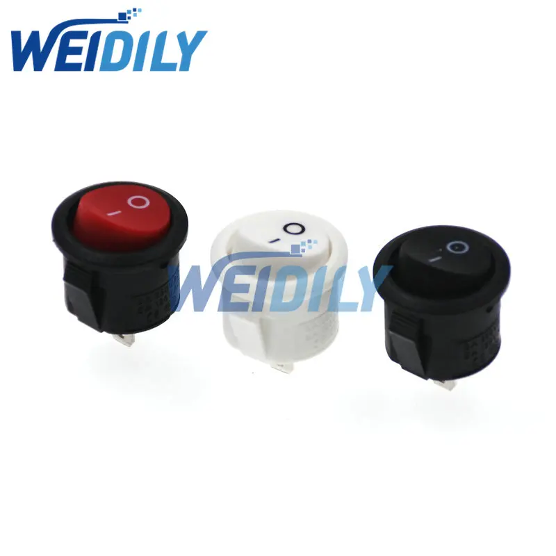 5PCS 16mm Diameter Small Round Boat Rocker Switches 3A/250V 6A/125V Black Mini Round 2 Pin ON-OFF Rocker Switch KCD1 Red White