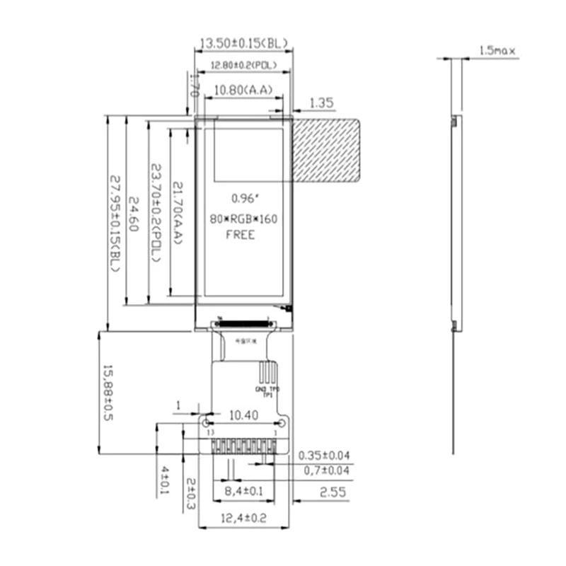 Módulo de pantalla LCD IPS de 0,96 pulgadas, dispositivo TFT, 80x160, unidad ST7735, 3,3 V, 13 Pines, SPI HD, completamente colorido