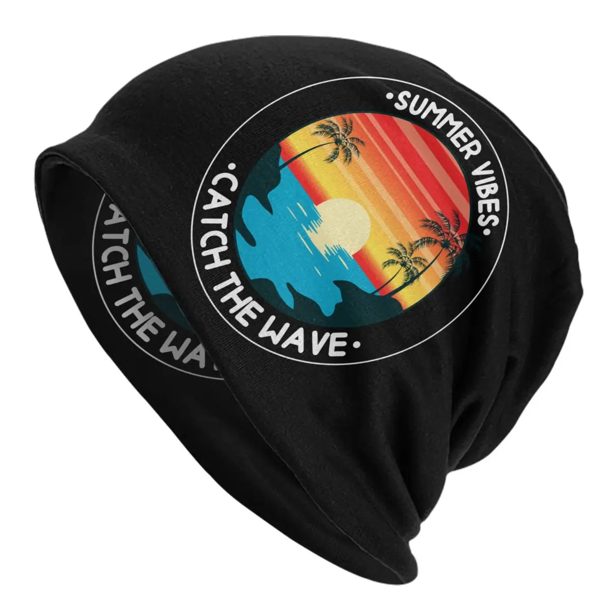 Custom Summer Vibes Catch The Wave Beanie Cap Unisex Winter Bonnet Femme Knit Hats Outdoor Surfing Surfer Skullies Beanies Hats